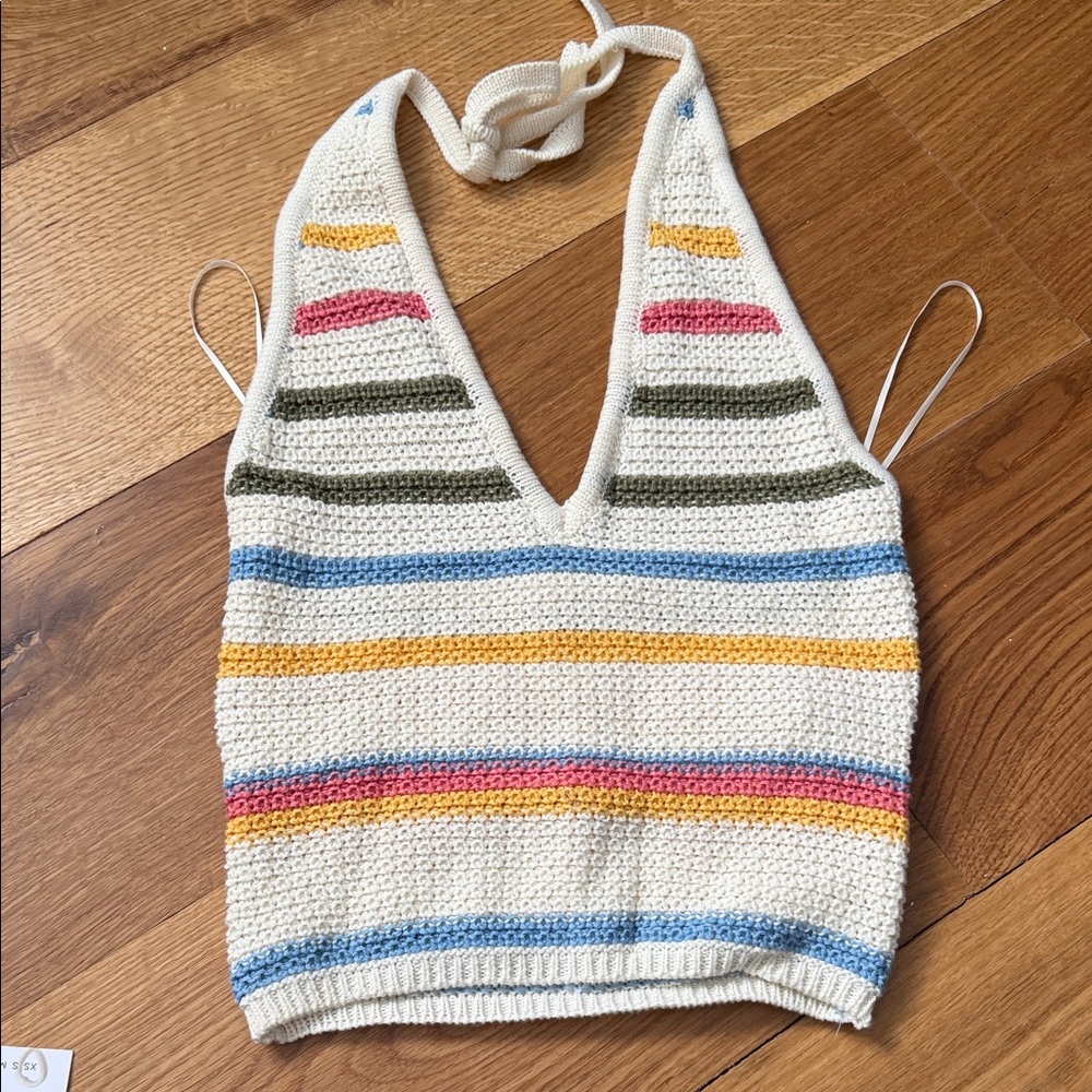 Striped Crochet Halter Top